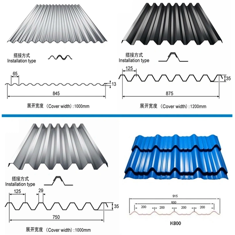 14 Gauge 18 Gauge Cheap PPGI Zinc Coated Metal Building Material Color Roof Tiles Price Galvanized Corrugated Steel Sheet